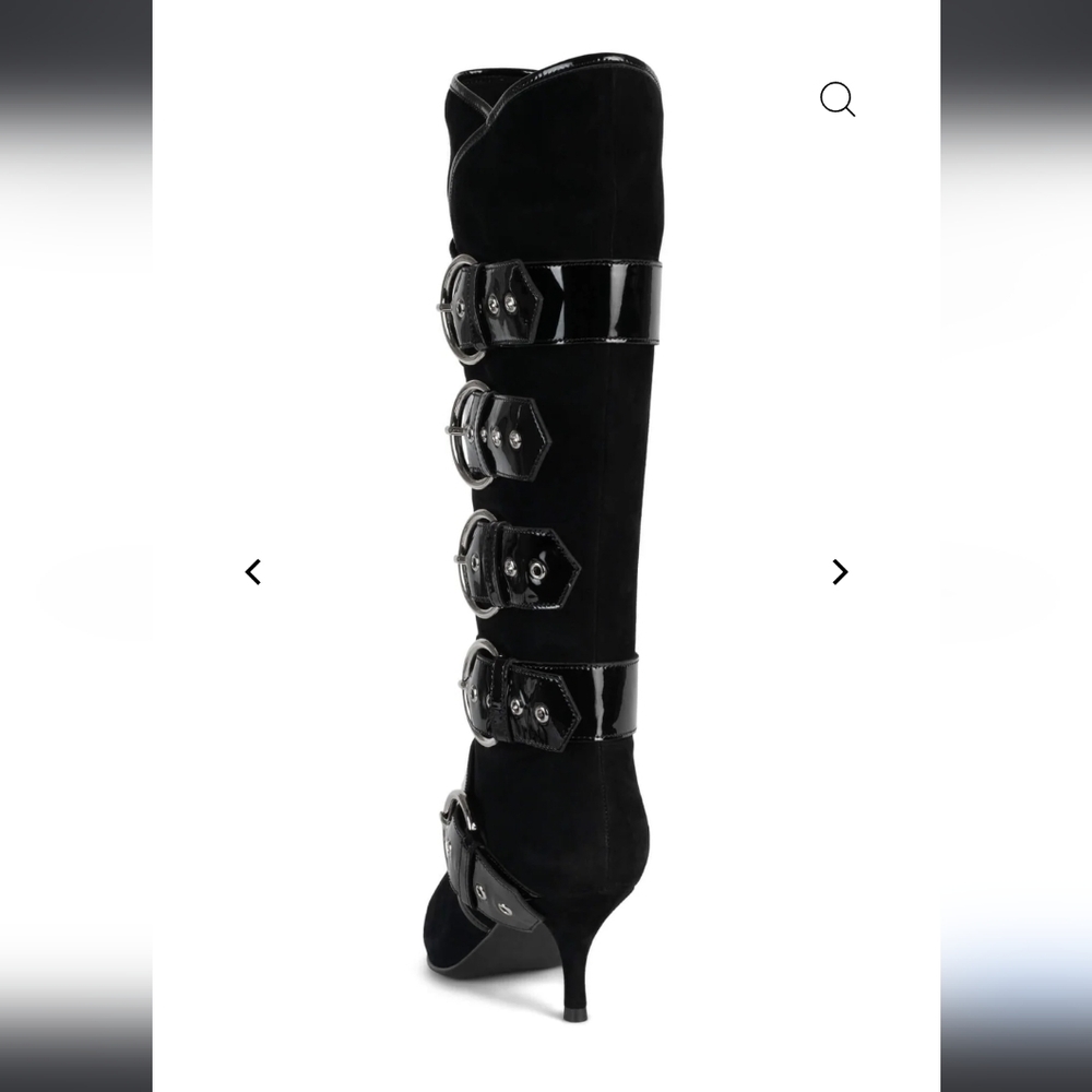 Jeffert Campbell Seatbelt Suede Patent Leather Boots Buckle Designer #59 - Picture 10 of 16